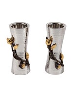 CANDLESTICKS CONES HAMMERED POMEGRANATE  GOLD - SMALL