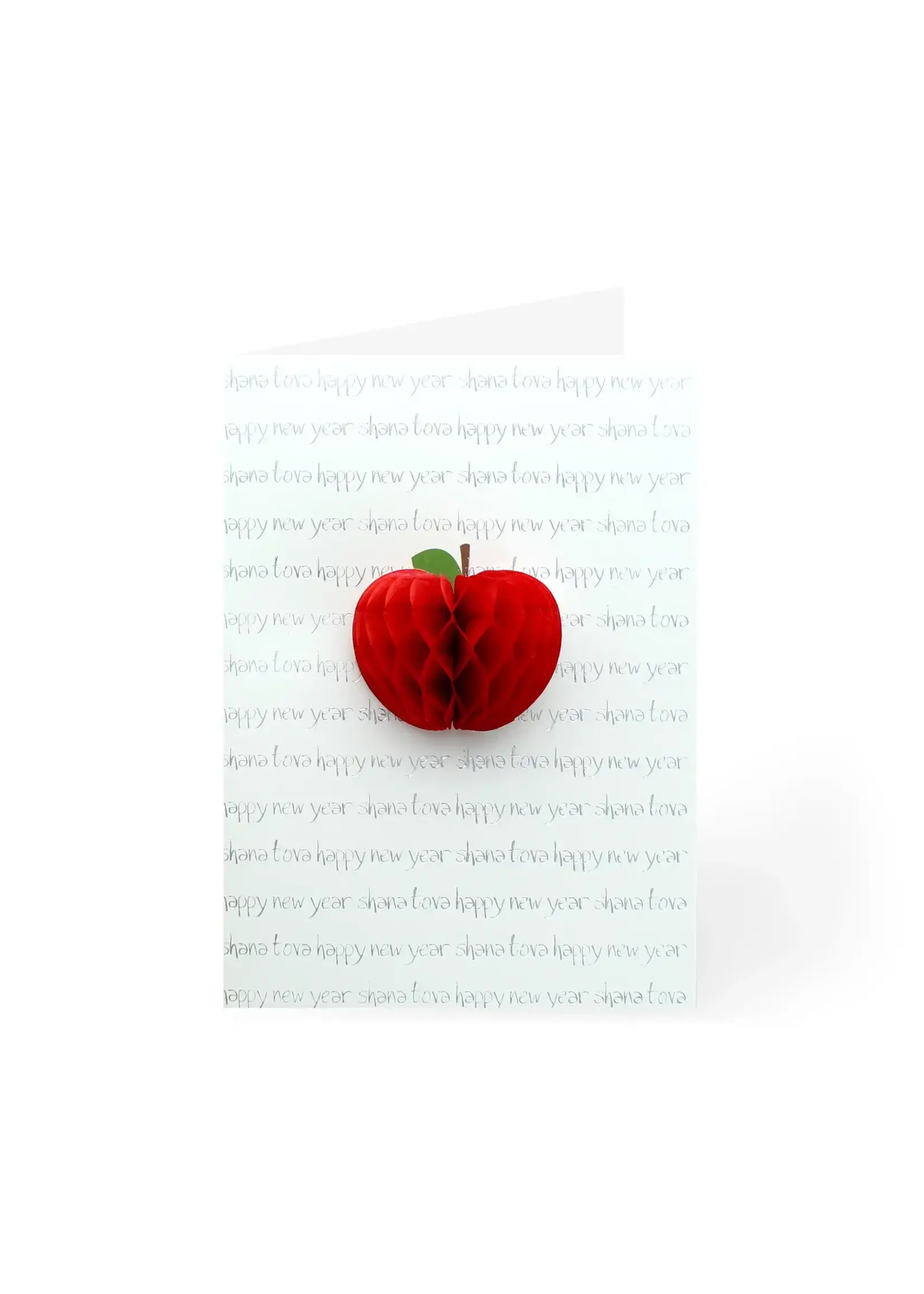 HAPPY NEW YEAR CARD RED 3D APPLE