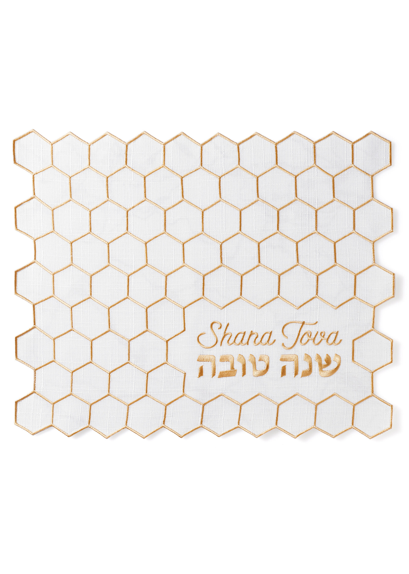 CHALLAH COVER SHANAH TOVAH GOLD HONEYCOMB