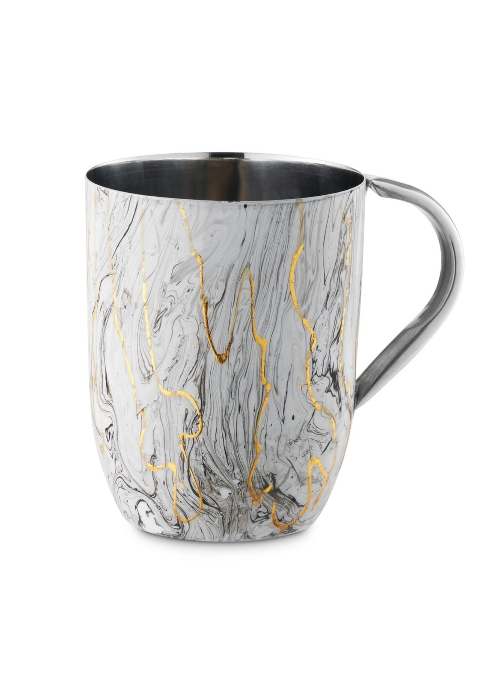 WASH CUP GOLD & GREY MARBLE POWDER COATED