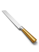 CHALLAH KNIVE BRUSHED GOLD HANDLE STAINLESS STEEL SMOOTH BLADE