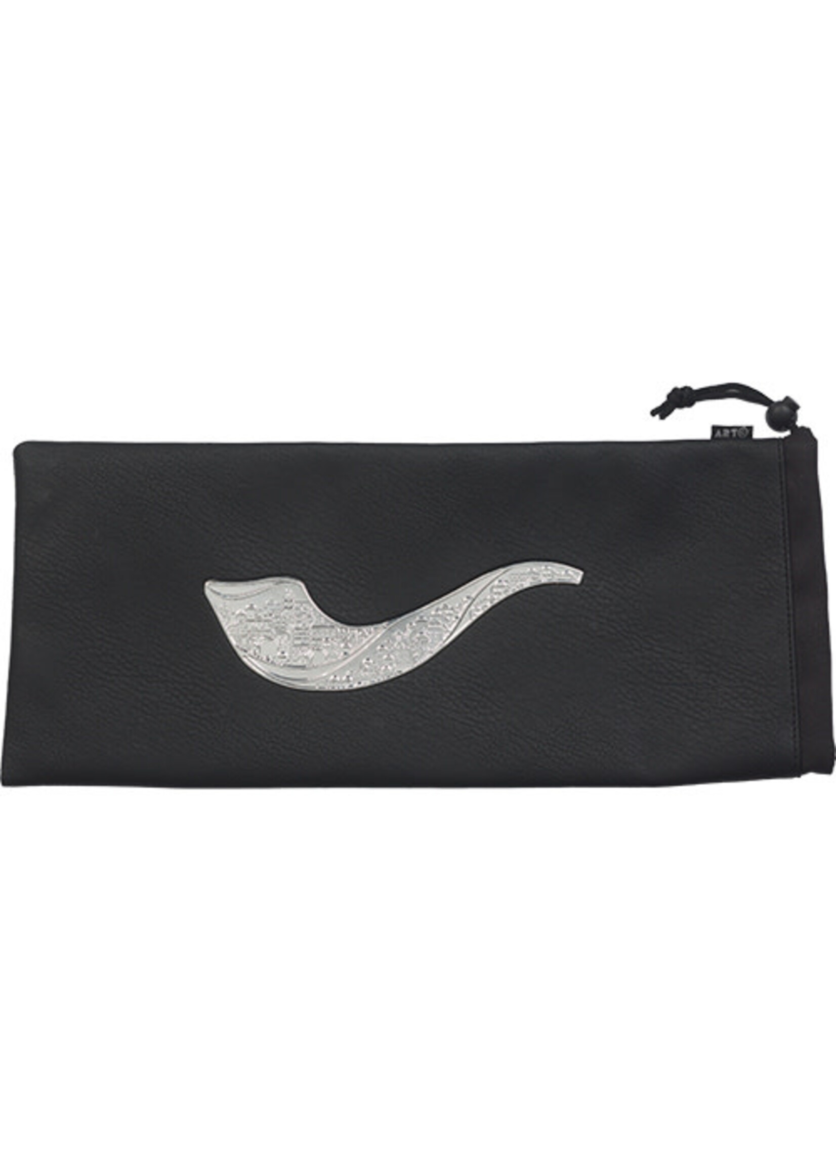 SHOFAR BAG BLACK FAUX LEATHER SILVER JERUSALEM SHOFAR