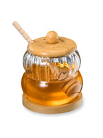 HONEY JAR WOOD LID, BASE & DIPPER