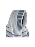 MMJ TALLIS WOOL SEPHARDIC ANTI-SLIP DENIM & SILVER AVODAS YAD THICK