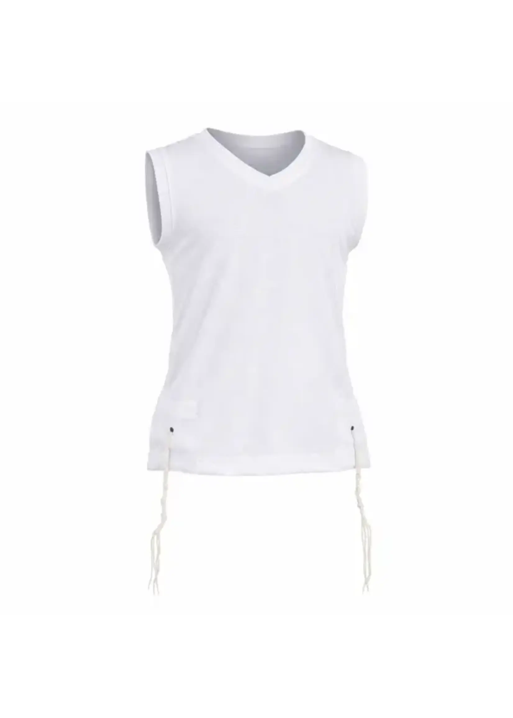 DRI-FIT TANK TOP TZITZIS ASHKENAZ V-NECK KIDS WHITE SIZE 6