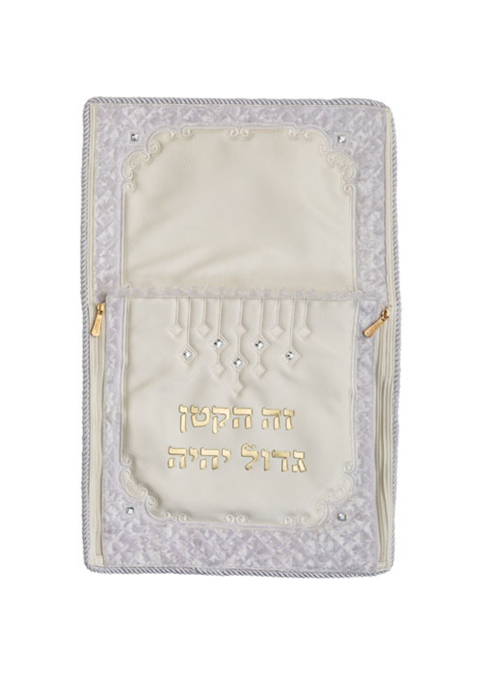 BRIS PILLOW FAUX LEATHER GEMSTONE INLAYS & ZIPPERED SIDES