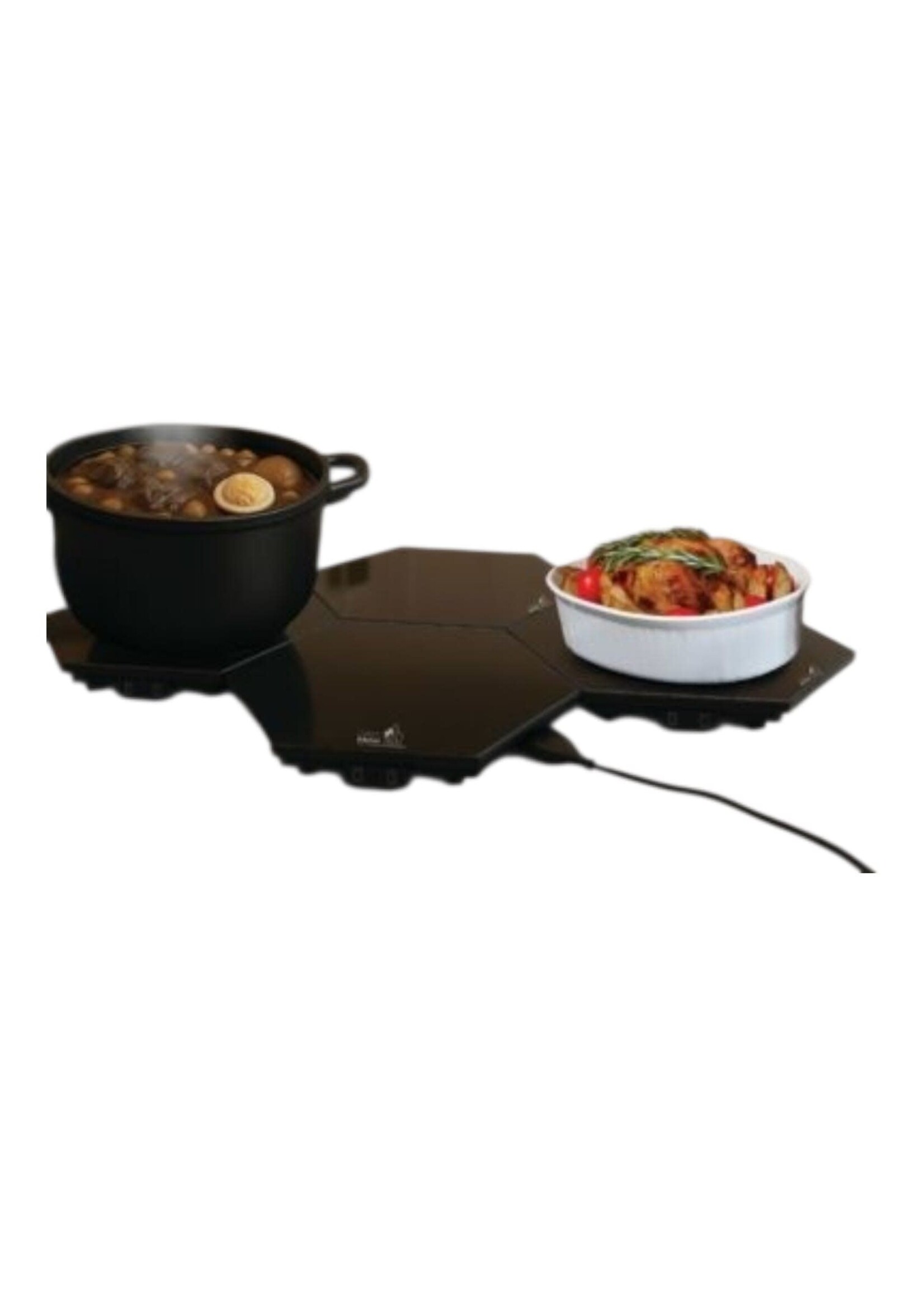 PLATA GLASS TOP BLACK MODULAR HEXAGON SET OF 4