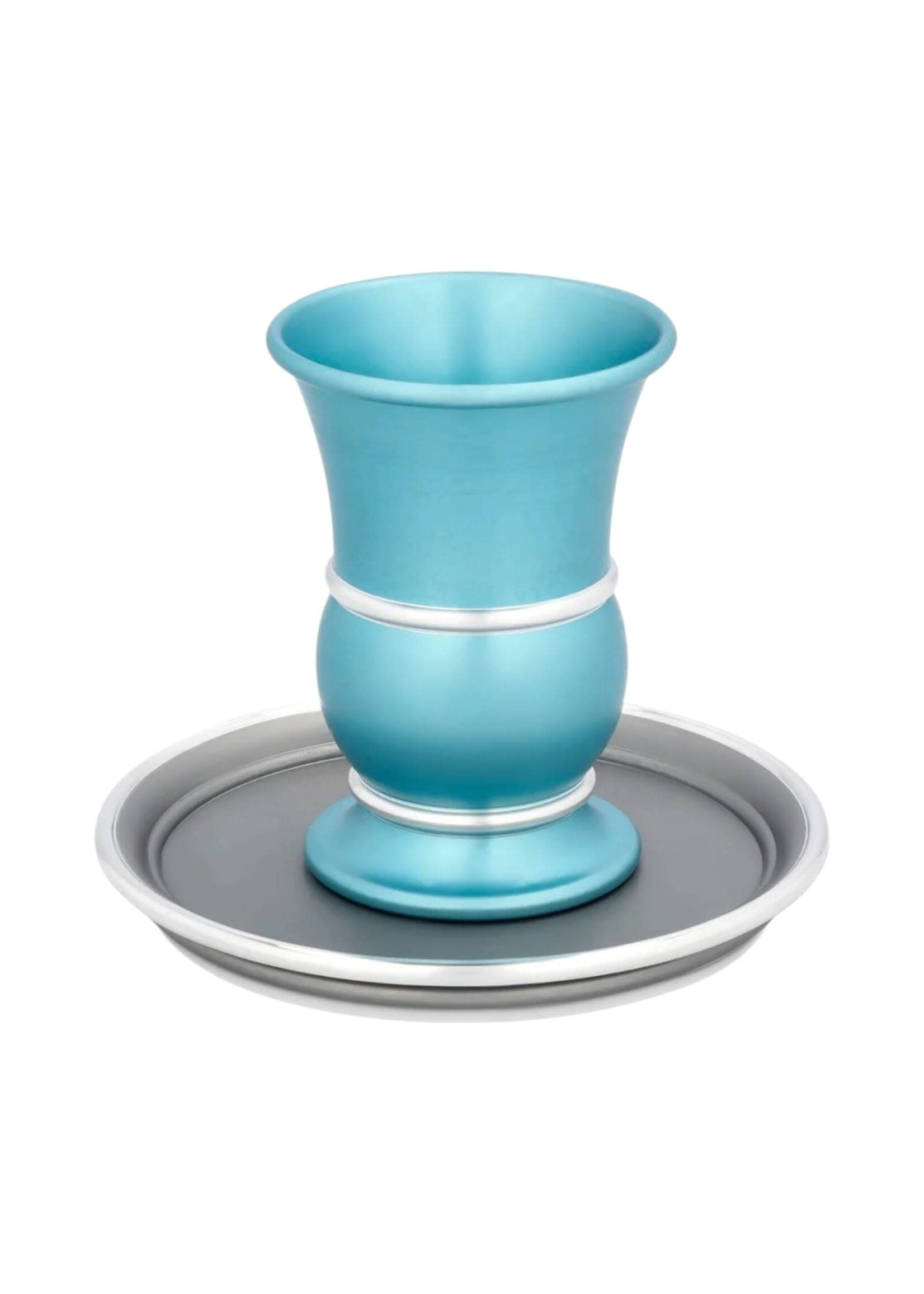 KIDDUSH CUP TUMBLER BLUE & SILVER ANODIZED ALUMINUM