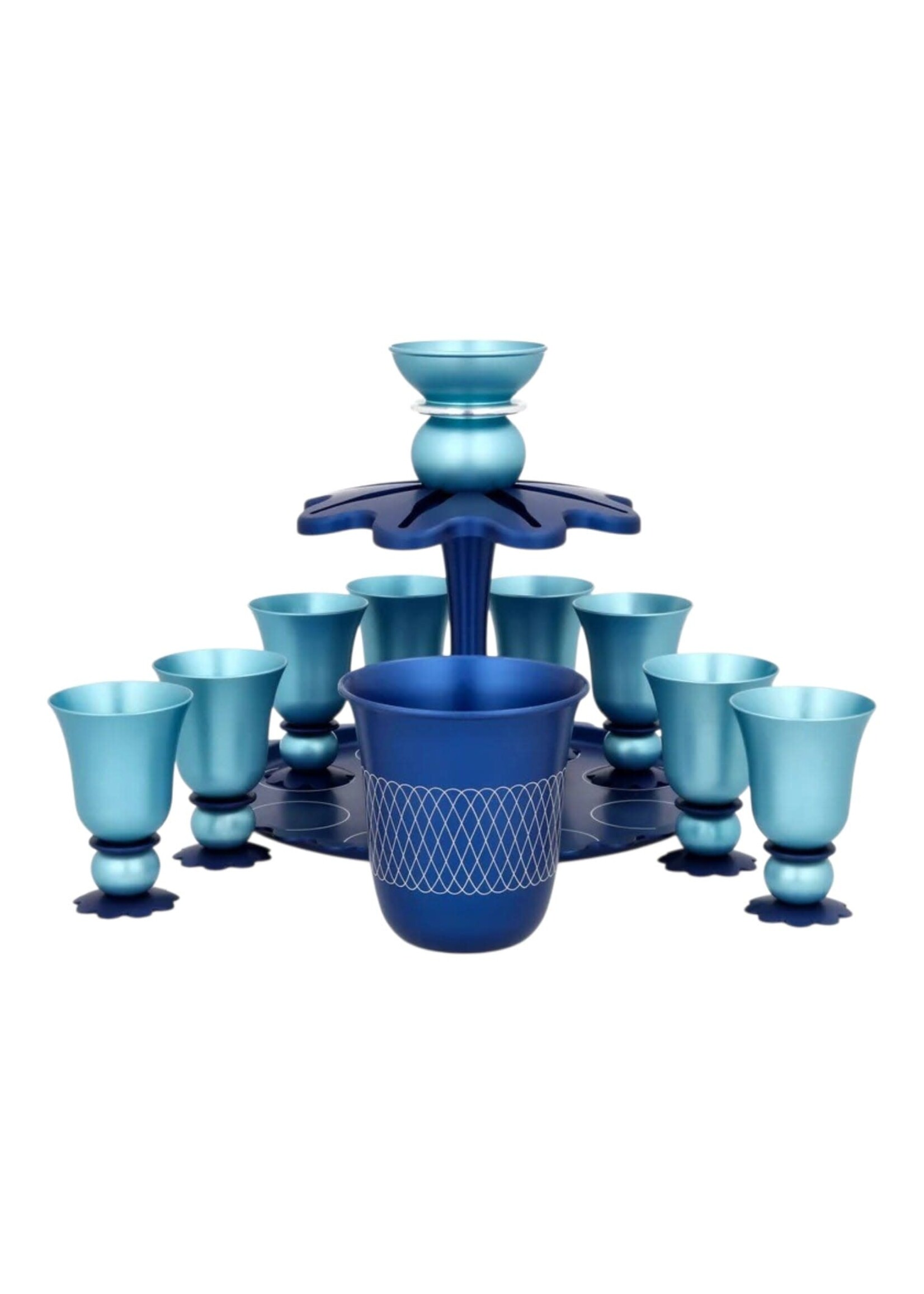 KIDDUSH FOUNTAIN FLORAL BLUE & LIGHT BLUE ANODIZED ALUMINUM