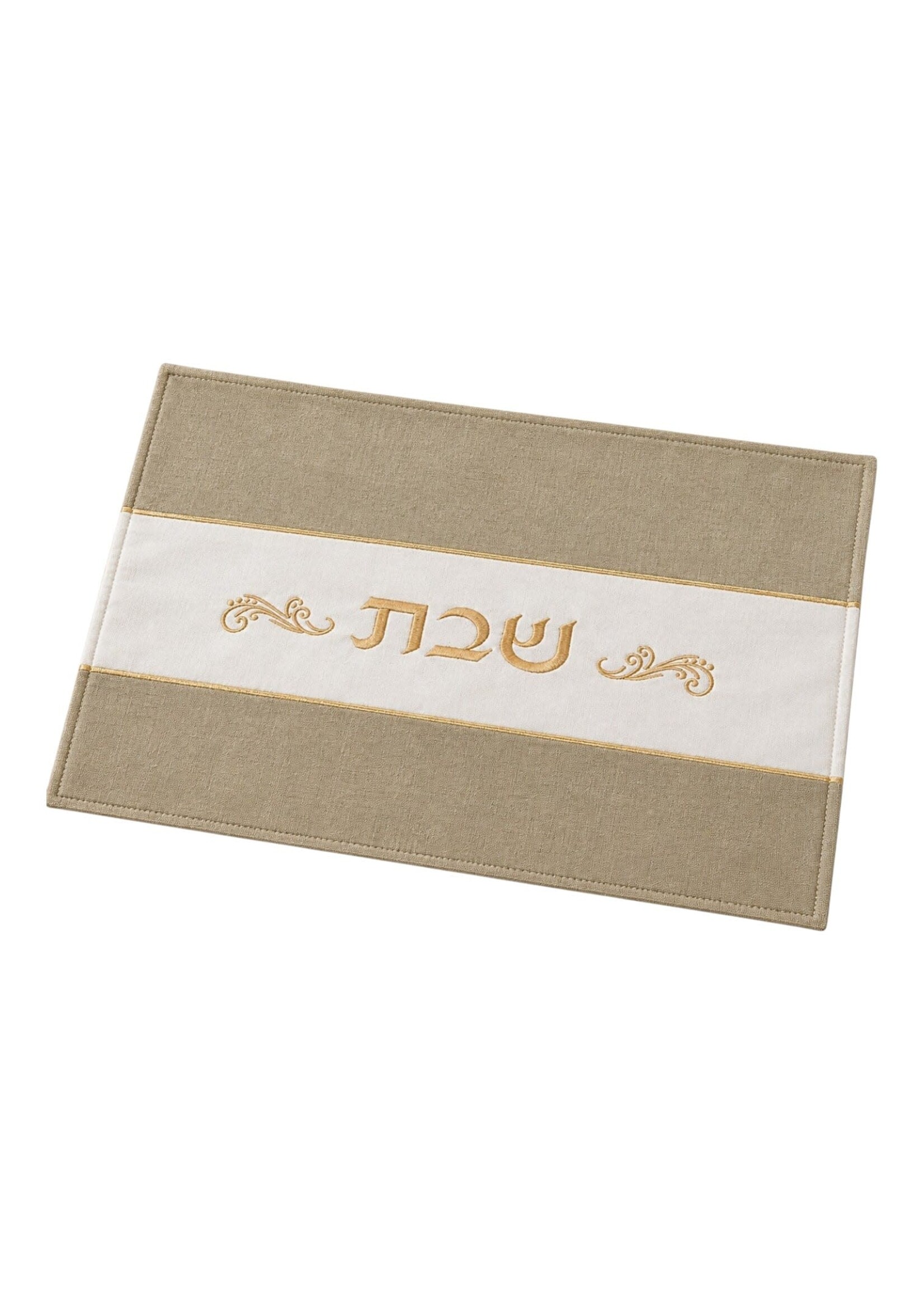 CHALLAH COVER BEIGE LINEN WITH WHITE STRIPE