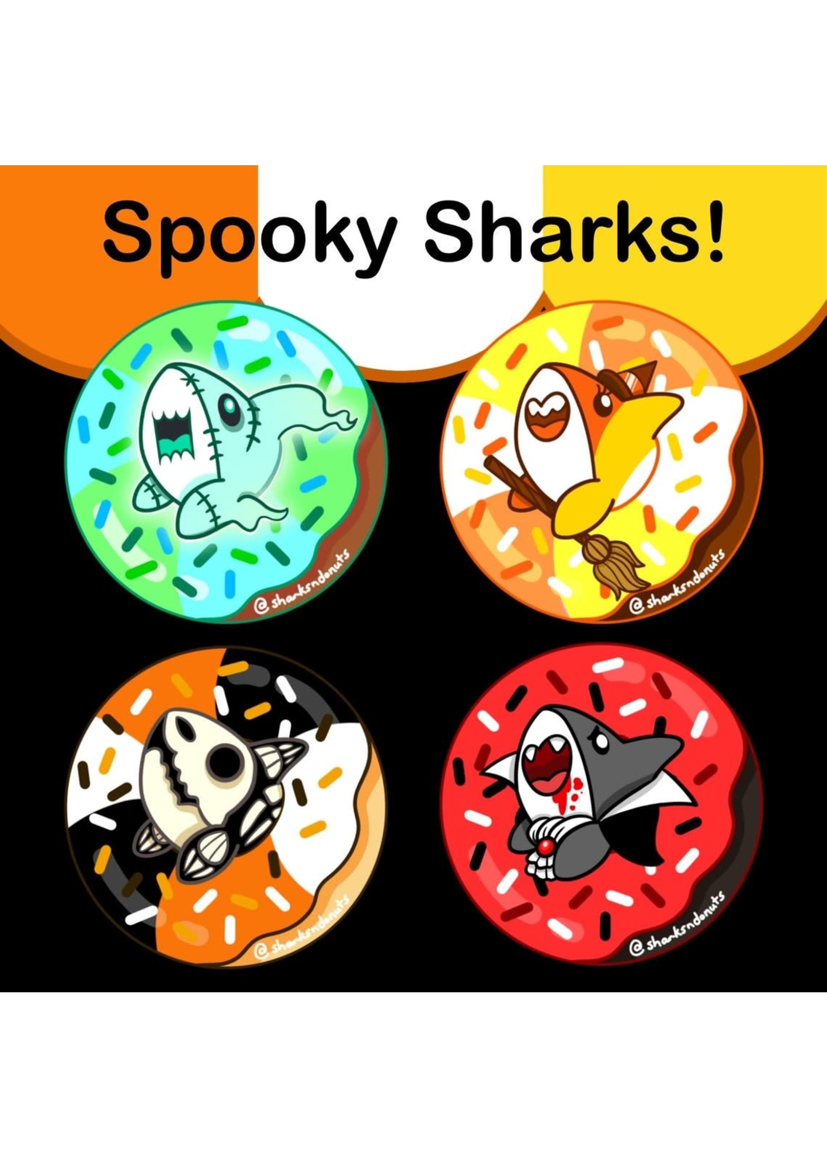 SHARKNDONUTS SPOOKY SHARK BUTTON GHOST