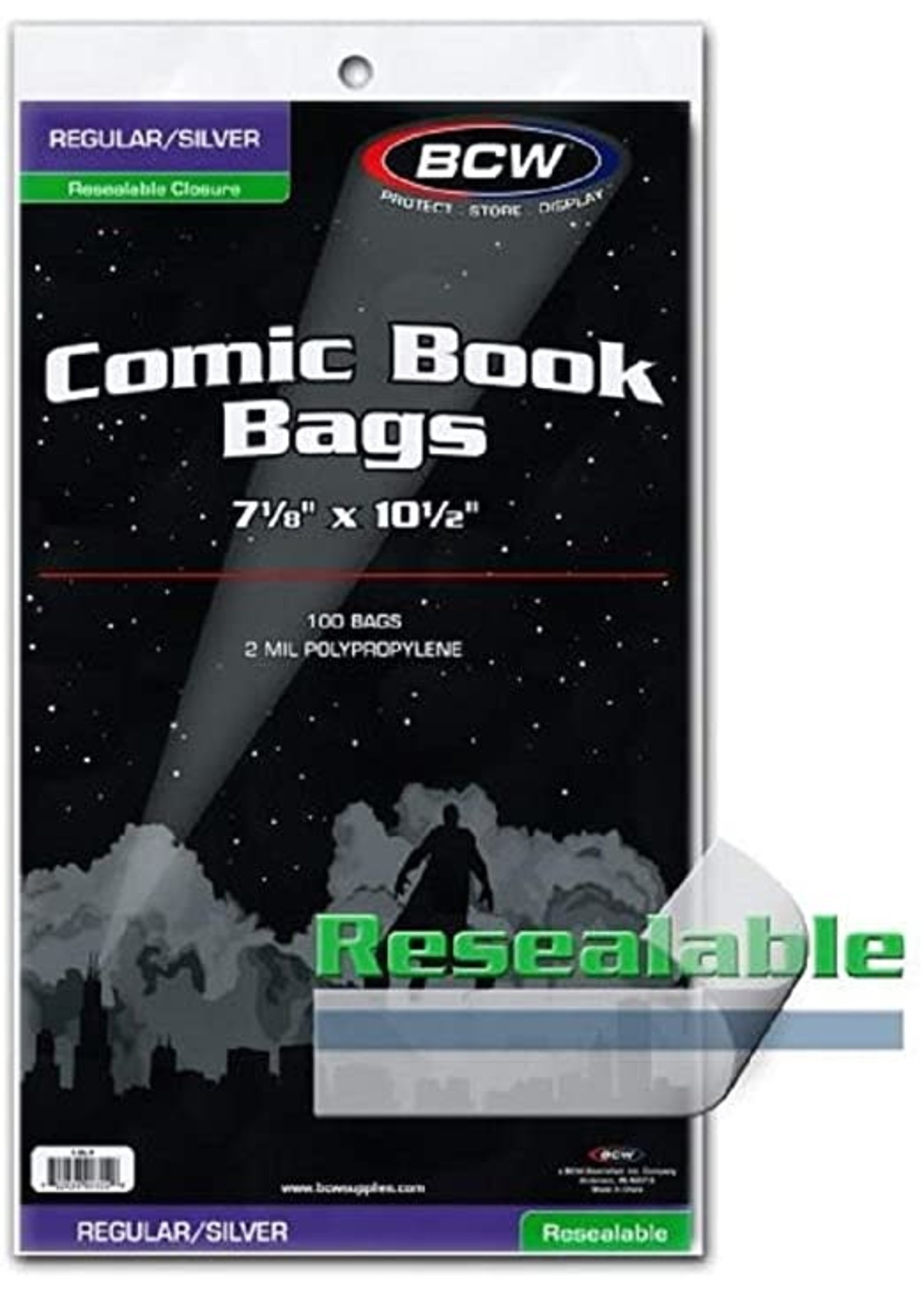 . BCW COMIC BOOK BAGS SILVER RESEALABLE