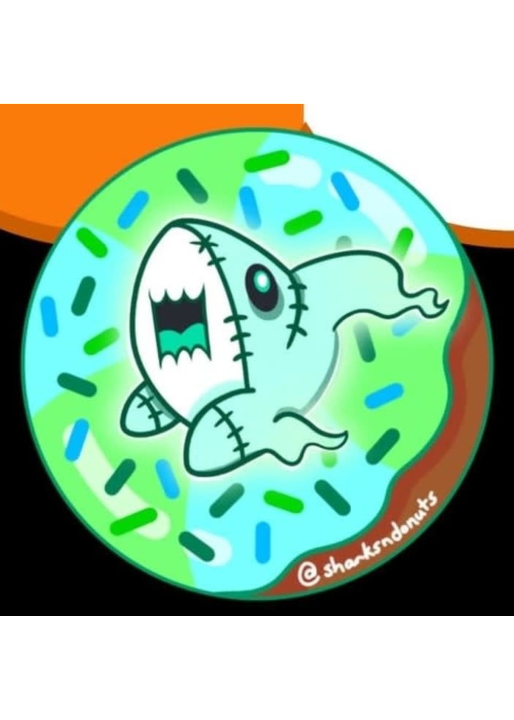 SHARKNDONUTS SPOOKY SHARK BUTTON GHOST
