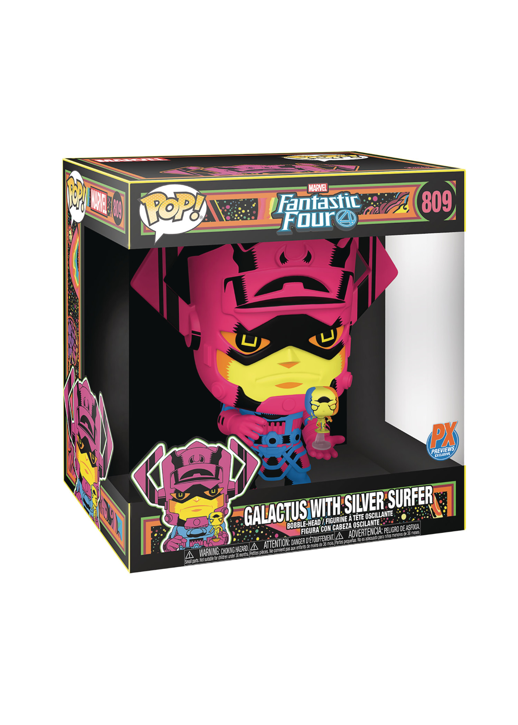 POP JUMBO MARVEL GALACTUS W/SURFER PX BLK LT 10IN FIG