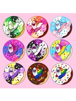 SHARKNDONUTS Pride Sharks and Donut Buttons Aromantic