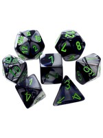 CHESSEX MINI GEMINI 7-DIE SET BLACK-GREY/GREEN