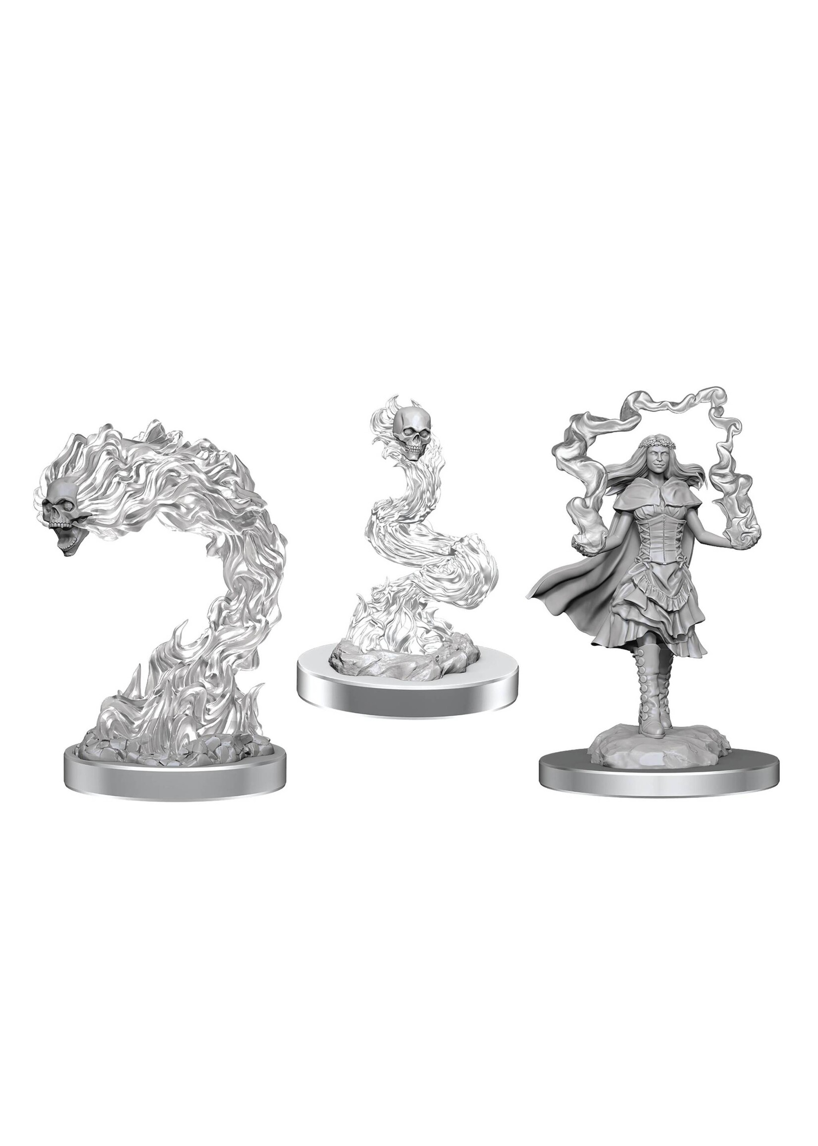 DND UNPAINTED MINIS WV21 DARK SPELLCASTER & FLAMESKULLS