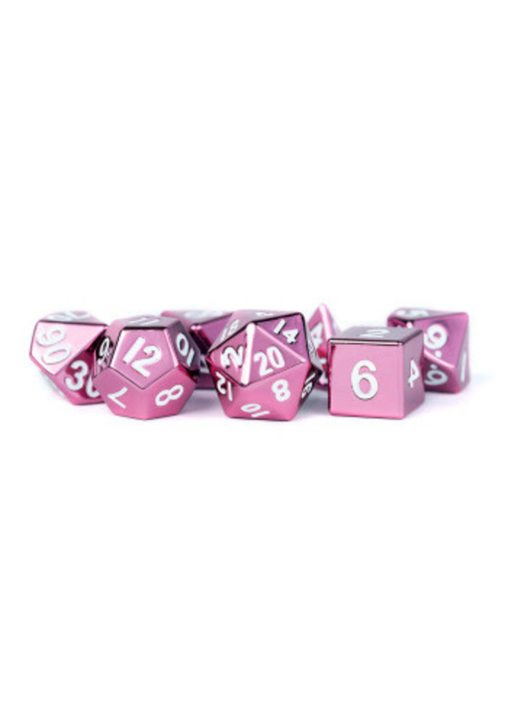 METAL 7 DICE SET PINK 16MM