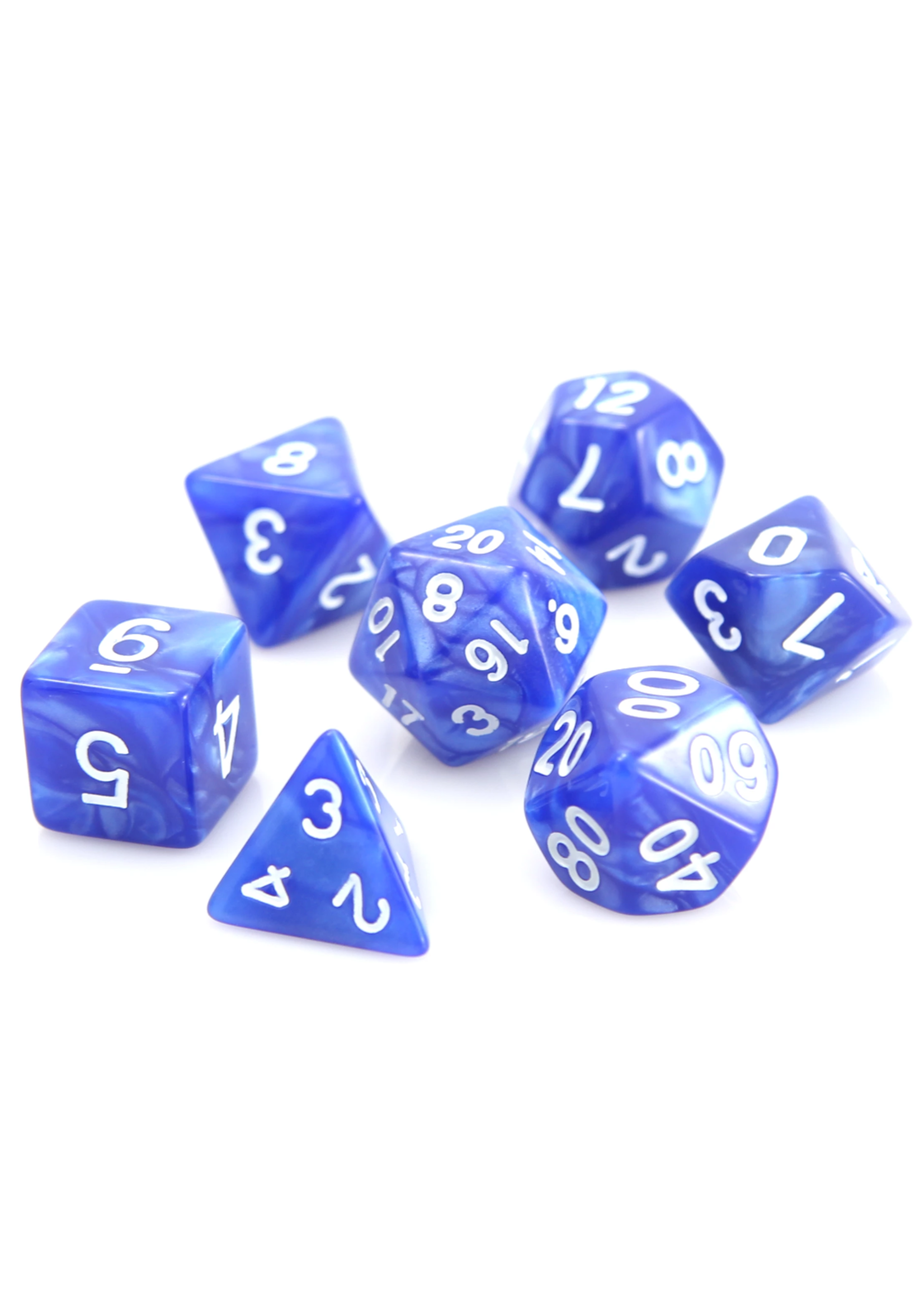 ABRAMS DIE HARD 7 PC RPG SET BLUE SWIRL WITH WHITE