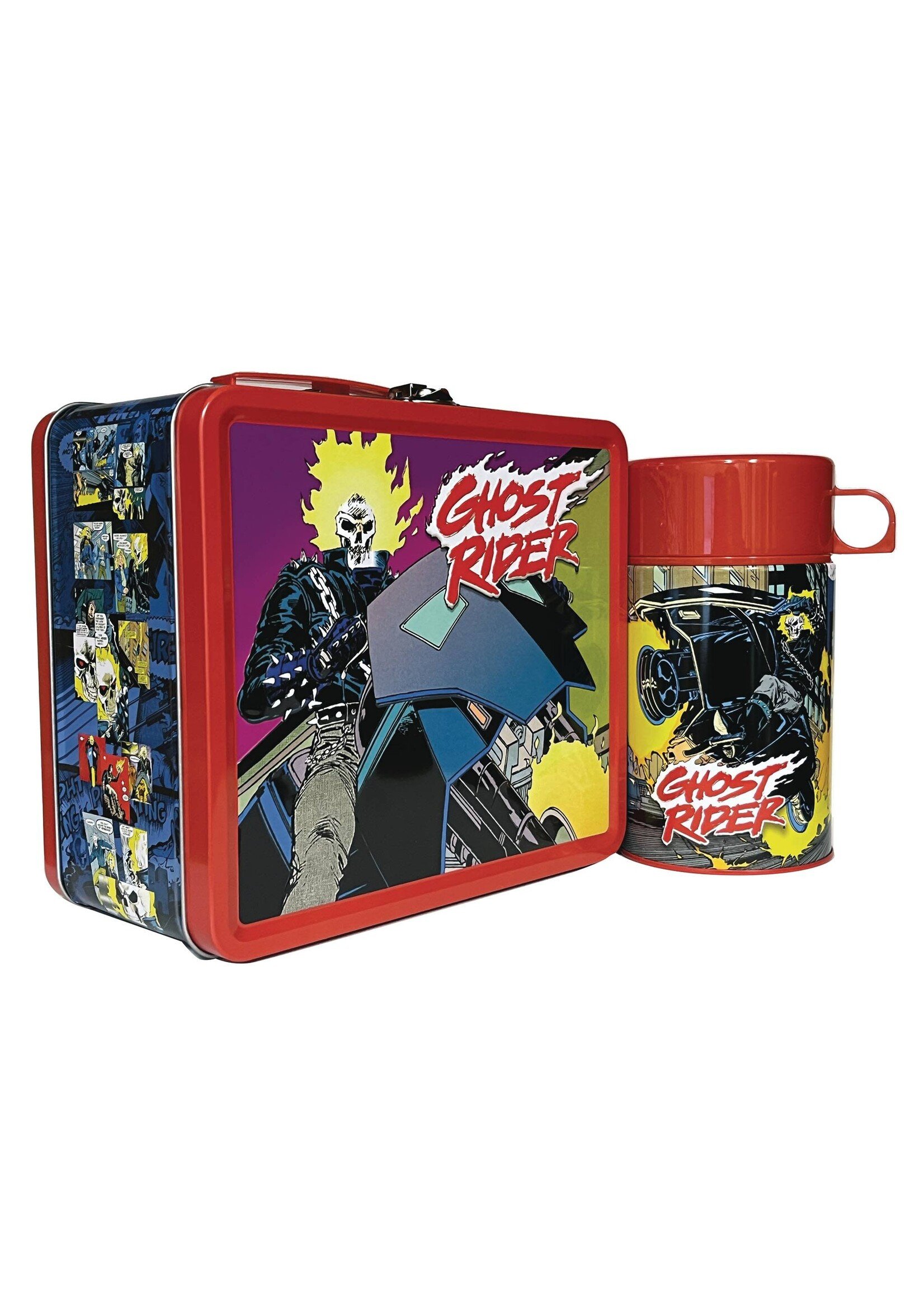 TIN TITANS 90S GHOST RIDER PX LUNCH BOX W/BEVERAGE CONTAINER