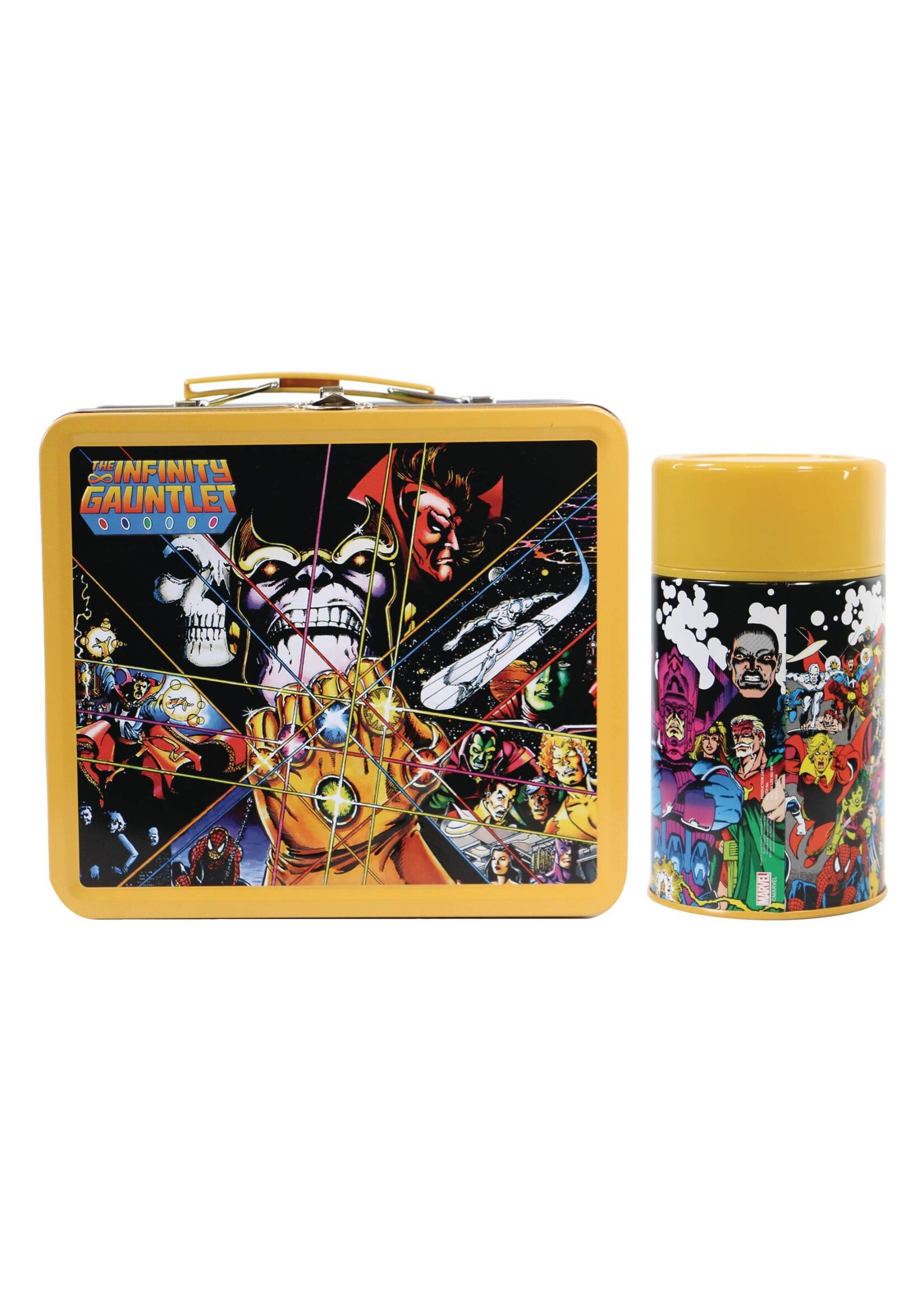 TIN TITANS THE INFINITY GAUNTLET PX LUNCH BOX W/BEV CON