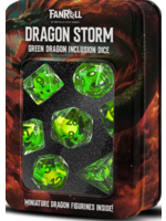 FANROLL 7 DICE SET DRAGON STORM GRN DRAGON INCLUSION