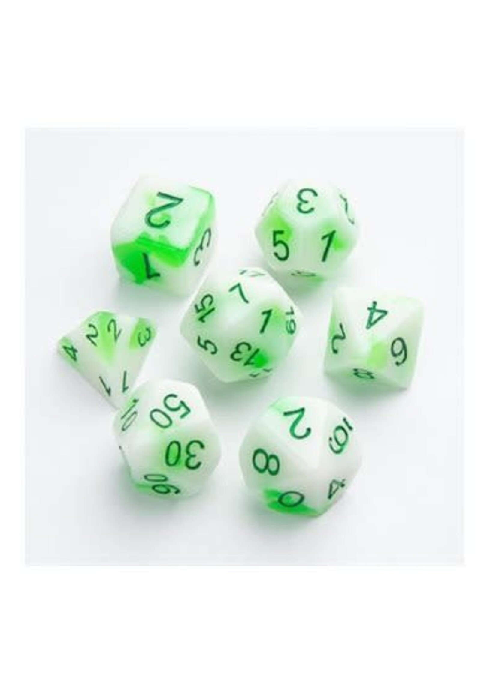 GLOW SERIES TOXIC STONES RPG DICE SET (7 PCS)