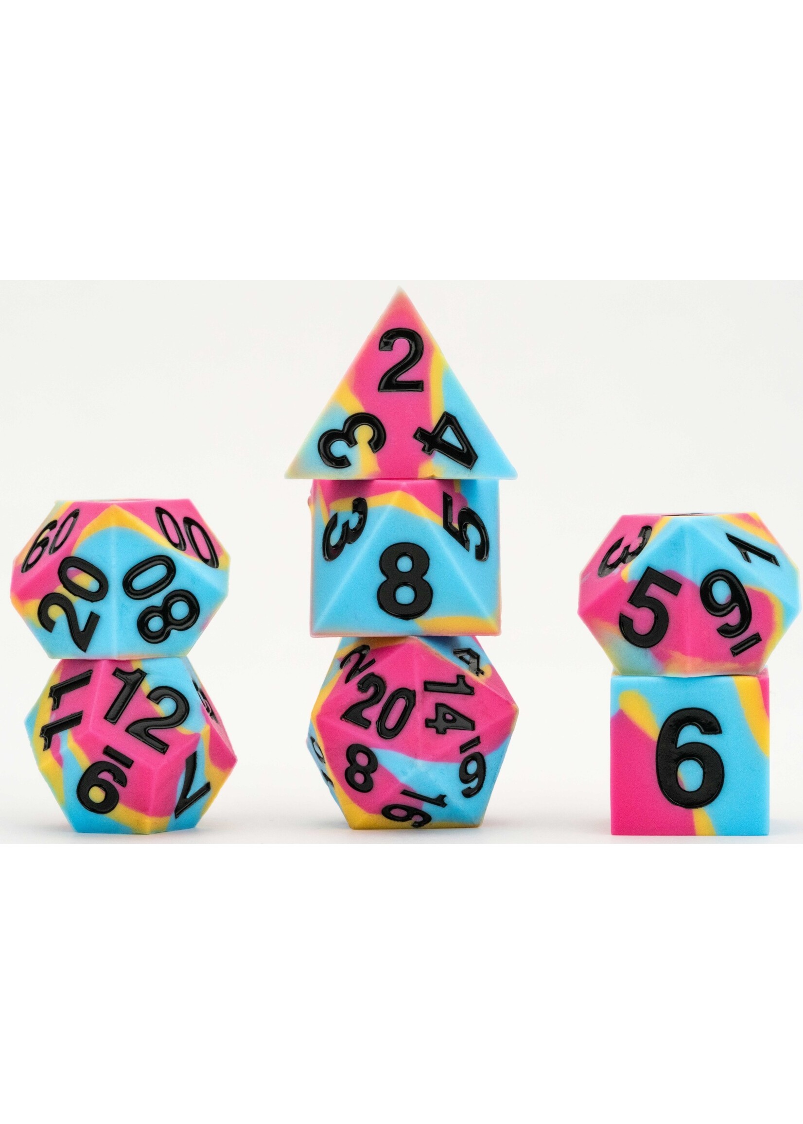 FANROLL SILICONE 7 DICE SET SHARP EDGE PRIDE PANSEXUAL