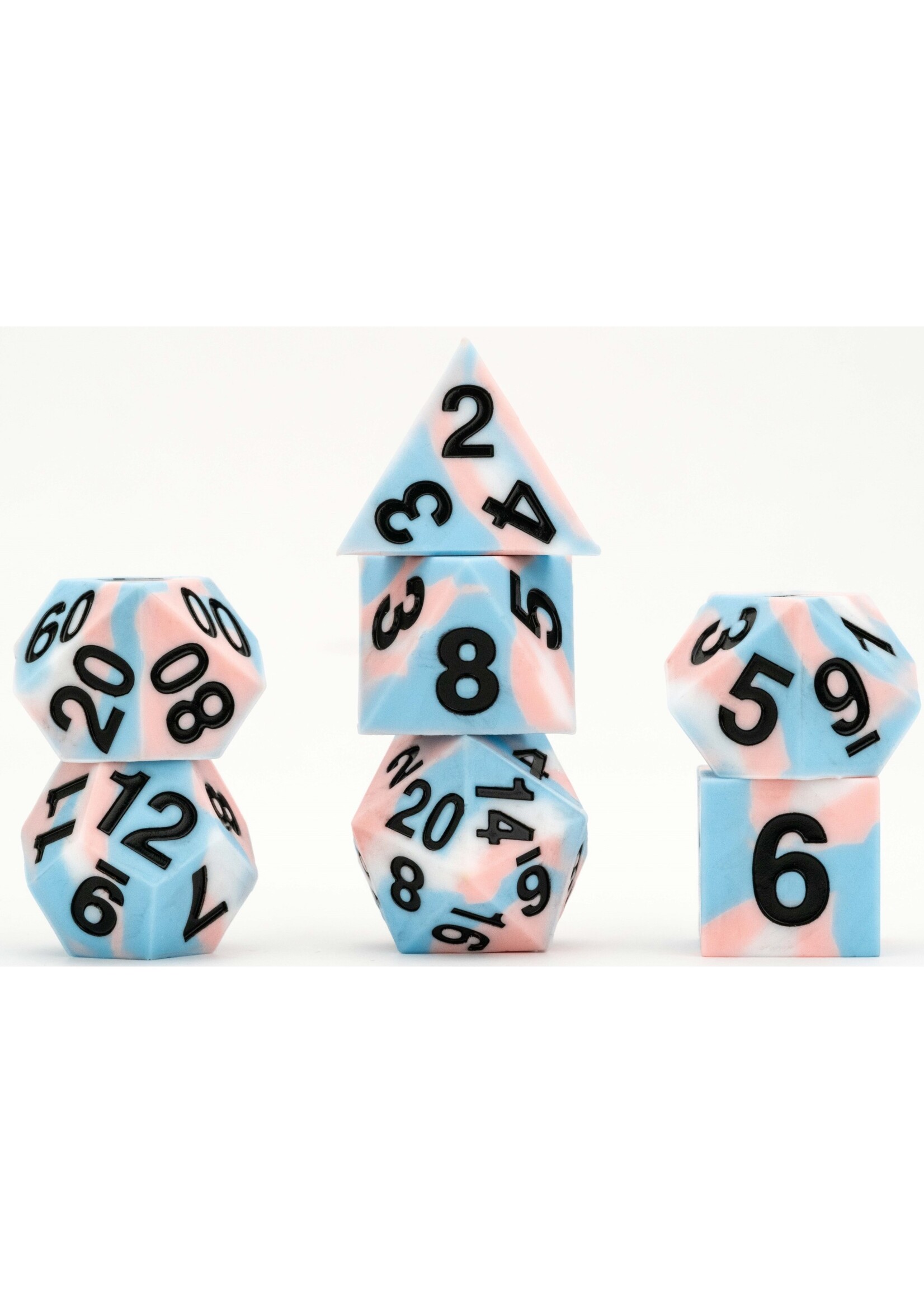 FANROLL SILICONE 7 DICE SET SHARP EDGE PRIDE TRANSGENDER