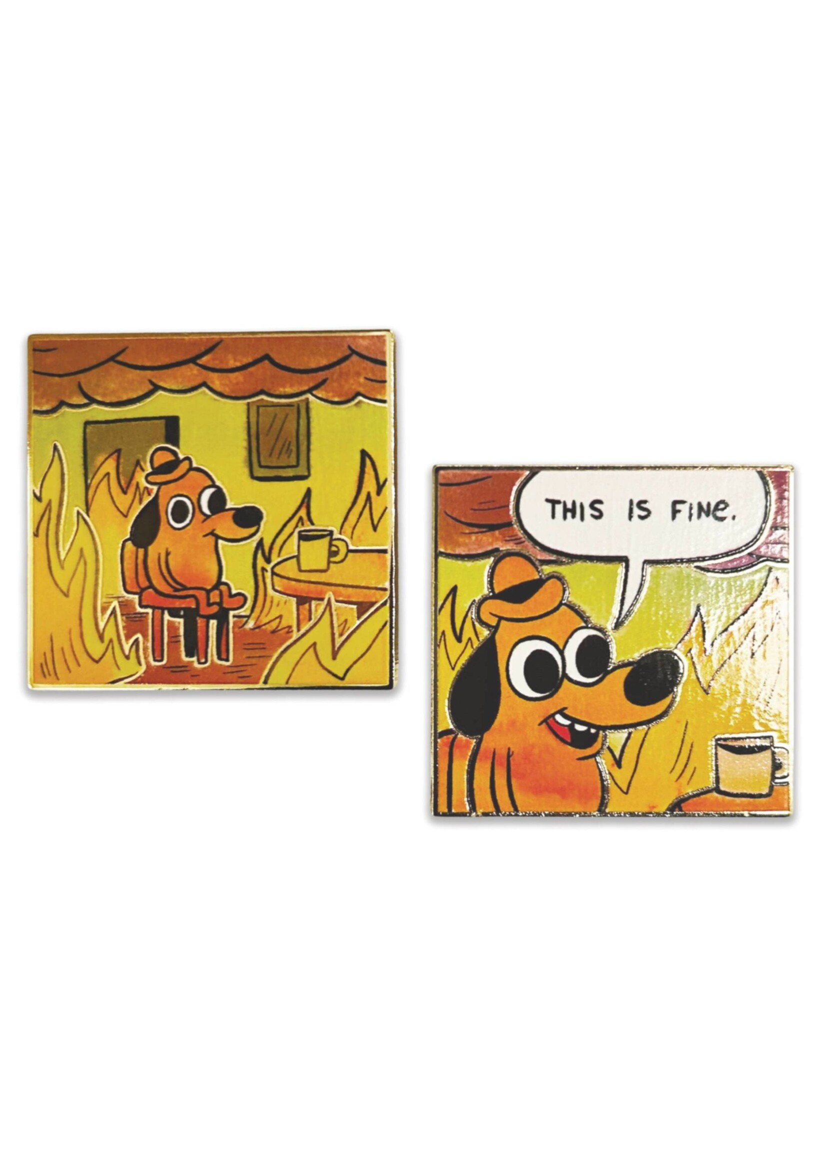 KC GREEN THIS IS FINE 2PC PIN SET