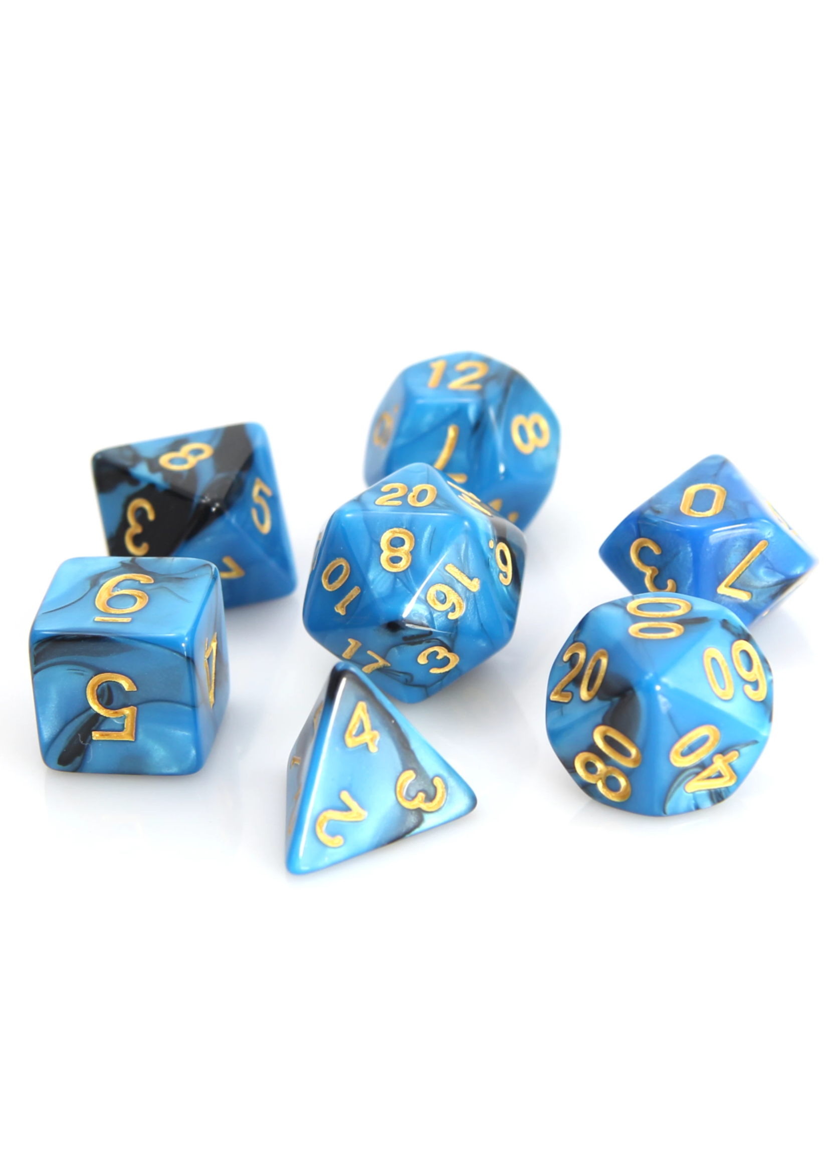 ABRAMS 7 PC RPG SET BLUE AND BLACK MARBLE