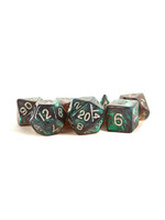 DICE ACRYLIC 16MM 7PC SET STARDUST GRAY W/ SILVER NUMBERS