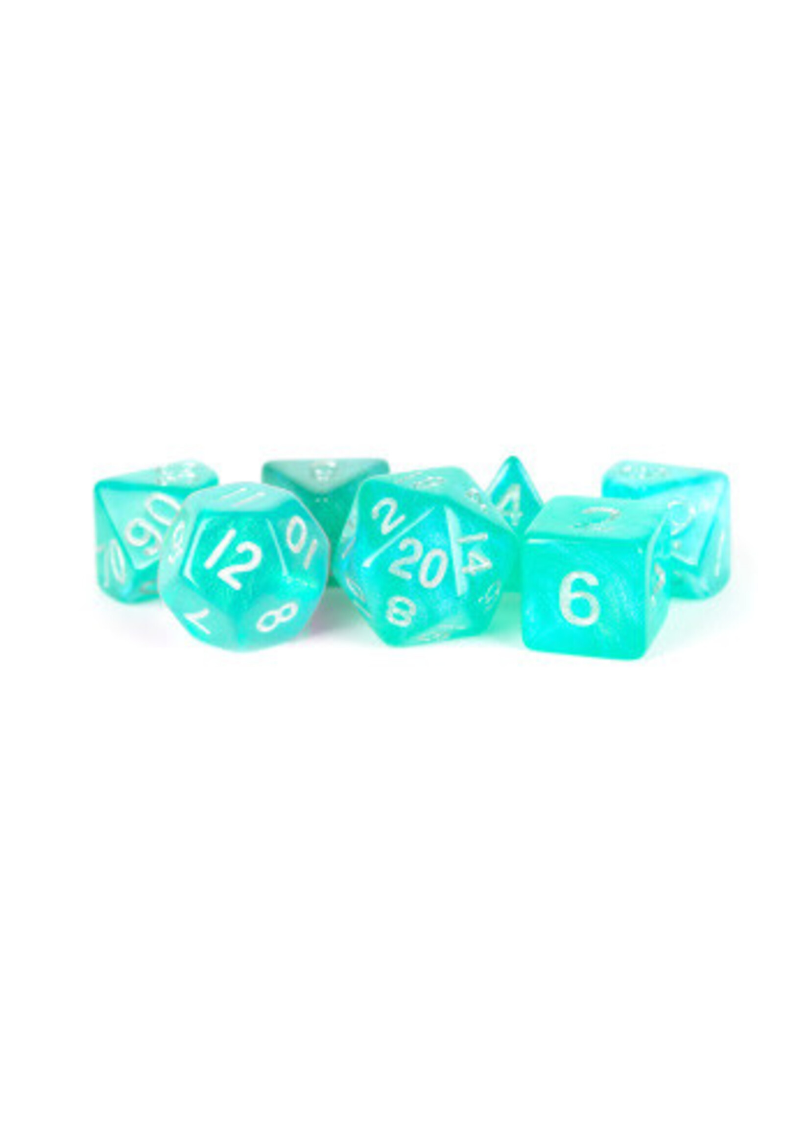 DICE ACRYLIC 16MM 7PC SET STARDUST TURQUOISE
