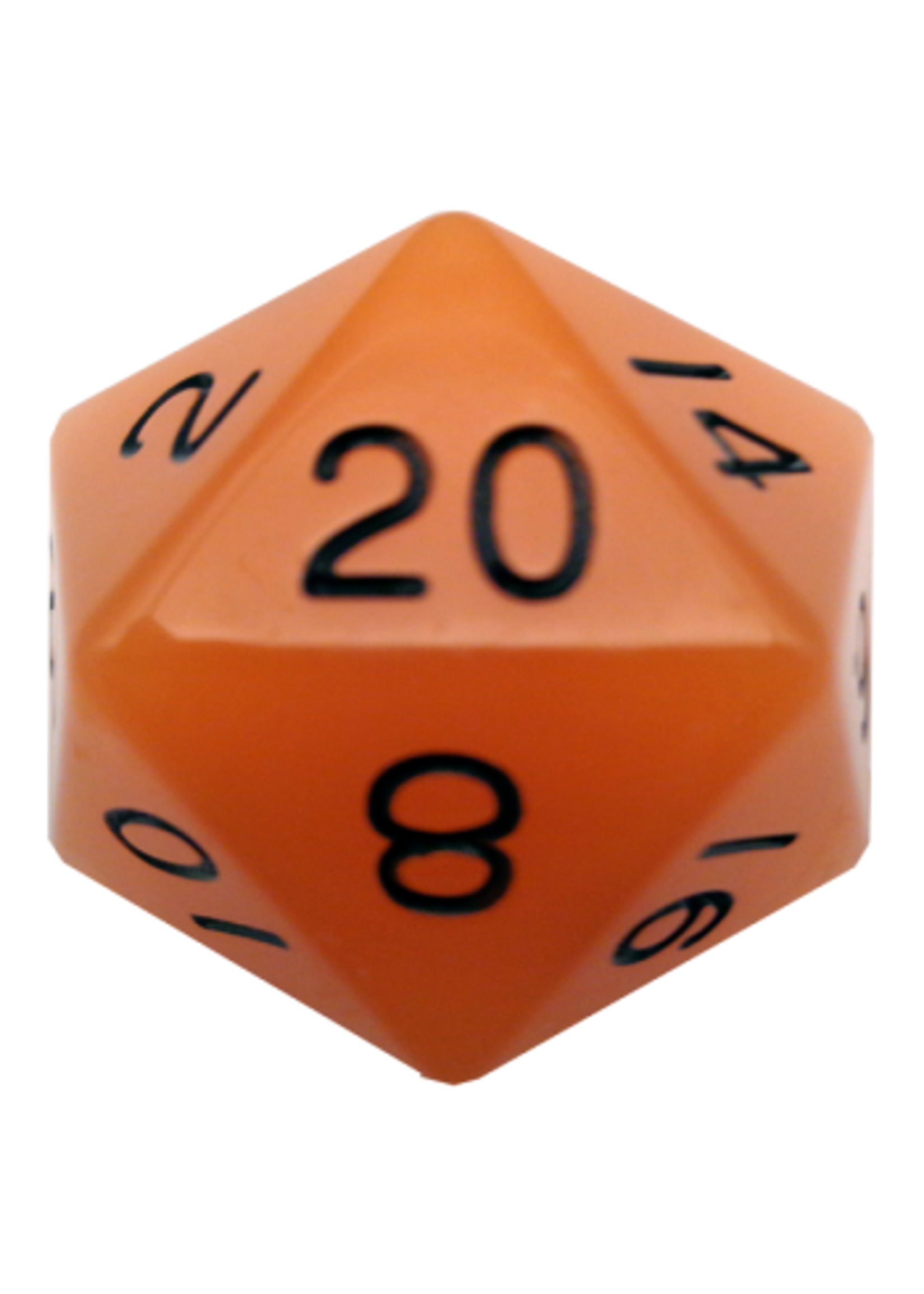DICE ACRYLIC 35MM D20 GLOW IN THE DARK ORANGE W/ BLACK NUMBERS