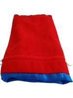 DICE BAG LARGE VELVET DICE BAG RED W/ BLUE SATIN