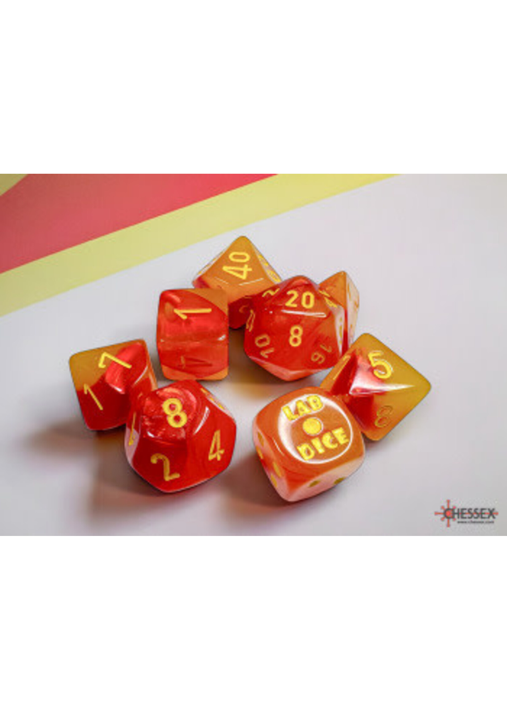 LAB DICE 8 GEMINI 7PC RED/YELLOW LUMINARY (WITH BONUS DIE)