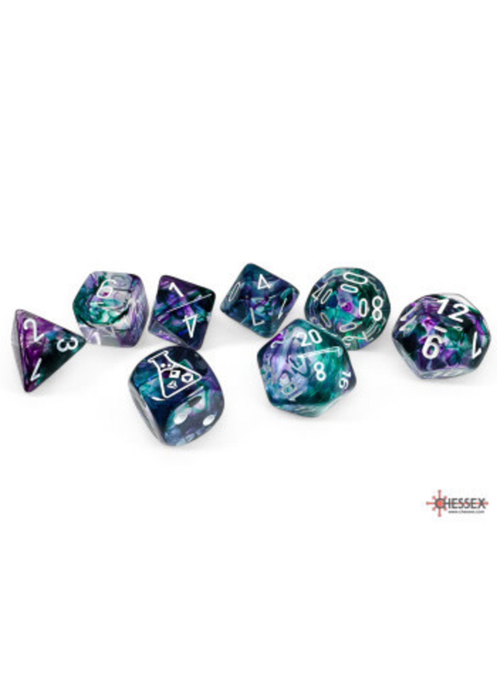 LAB DICE 8 NEBULA 7PC FLOURITE/WHITE (WITH BONUS DIE)