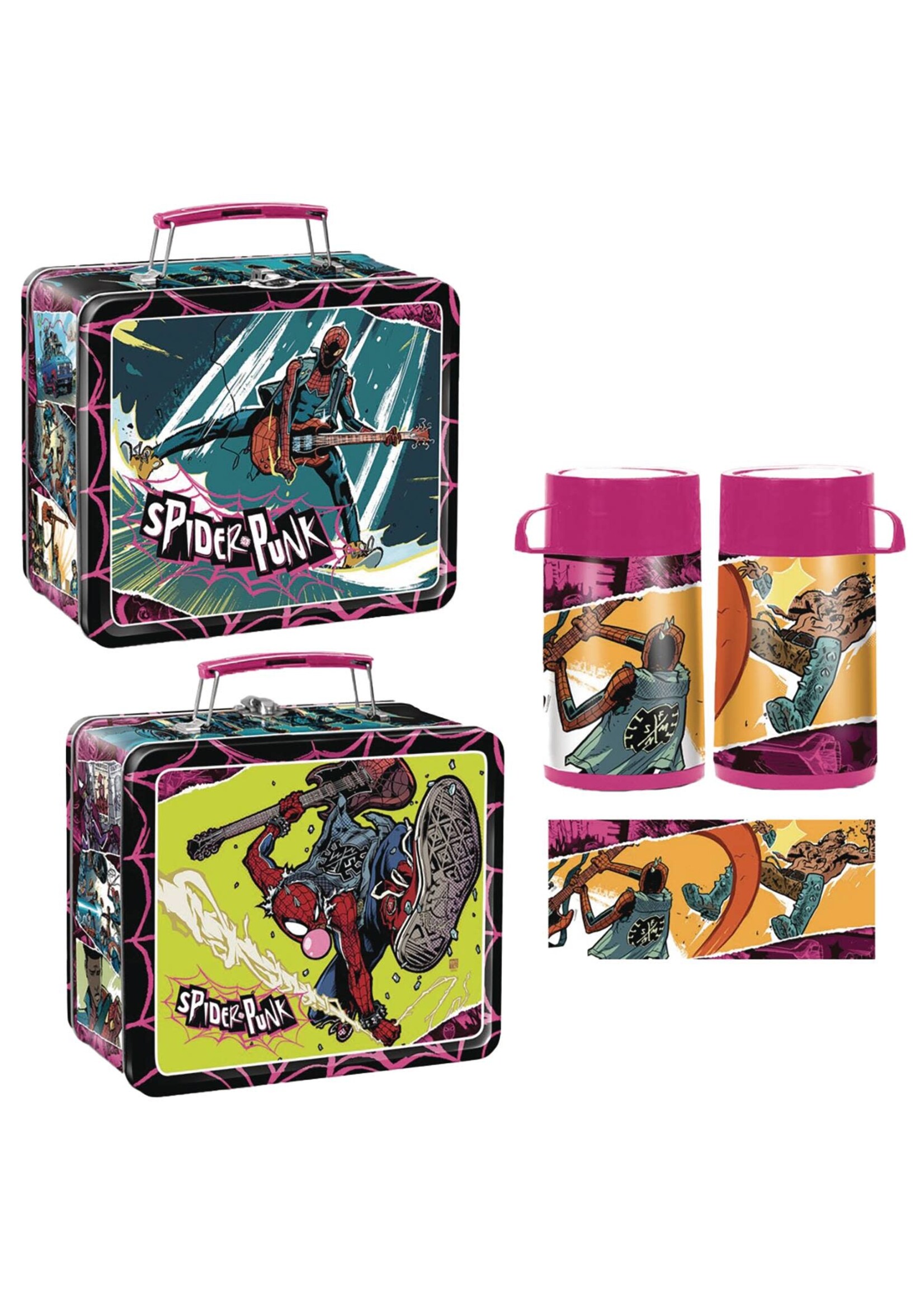 SDCC 2024 TIN TITANS SPIDER PUNK PX LUNCH BOX W BEV CONT