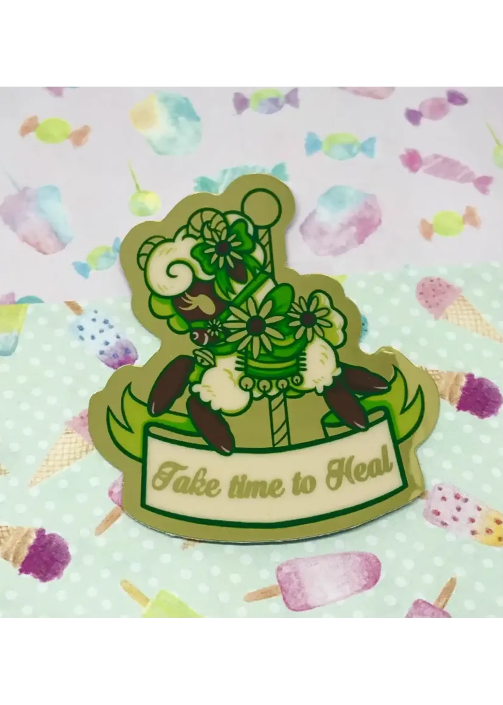 SHARKNDONUTS Care-ousal Gold Chrome stickers Take Time to Heal