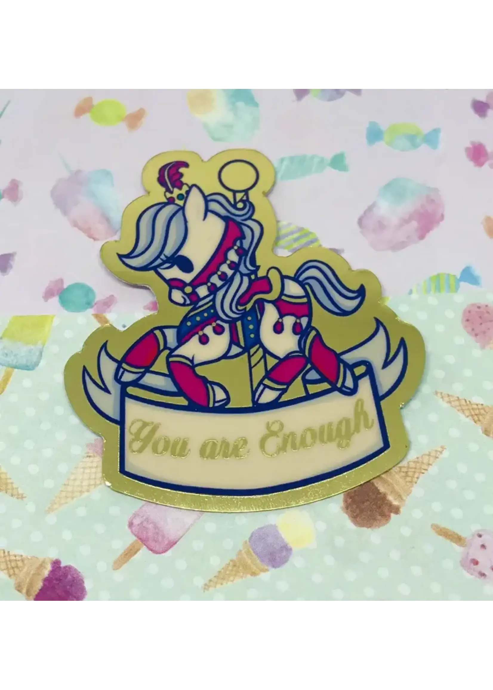SHARKNDONUTS Care-ousal Gold Chrome stickers You Are Enough