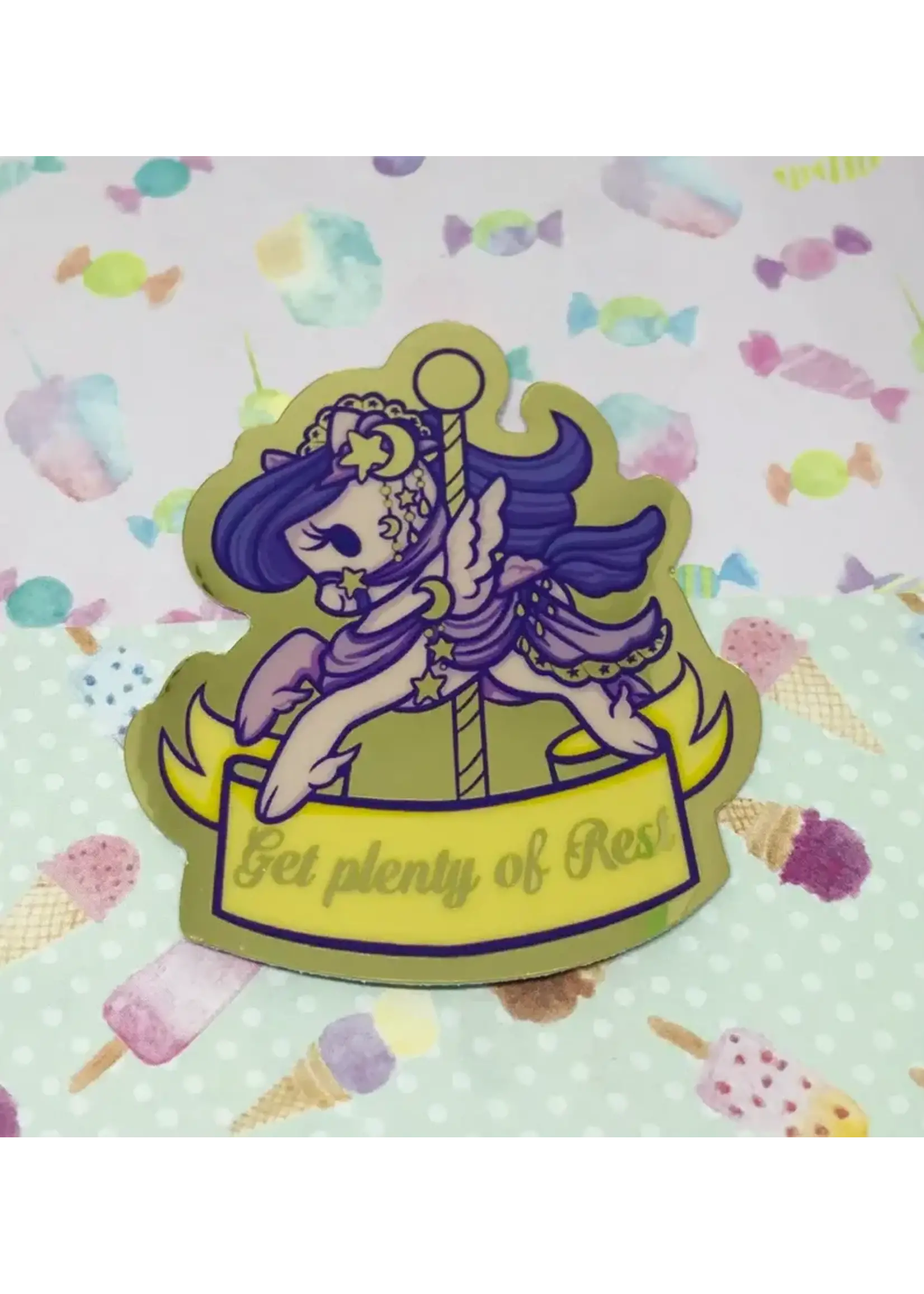 SHARKNDONUTS Care-ousal Gold Chrome stickers Get Plenty of Rest