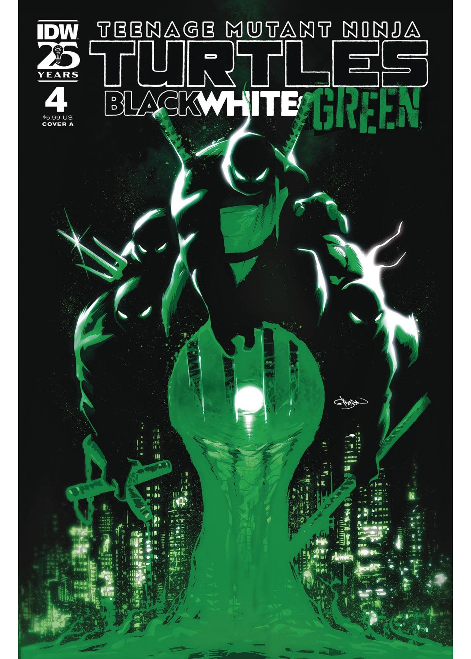 IDW PUBLISHING TMNT BLACK WHITE & GREEN #4 CVR A GLEASON