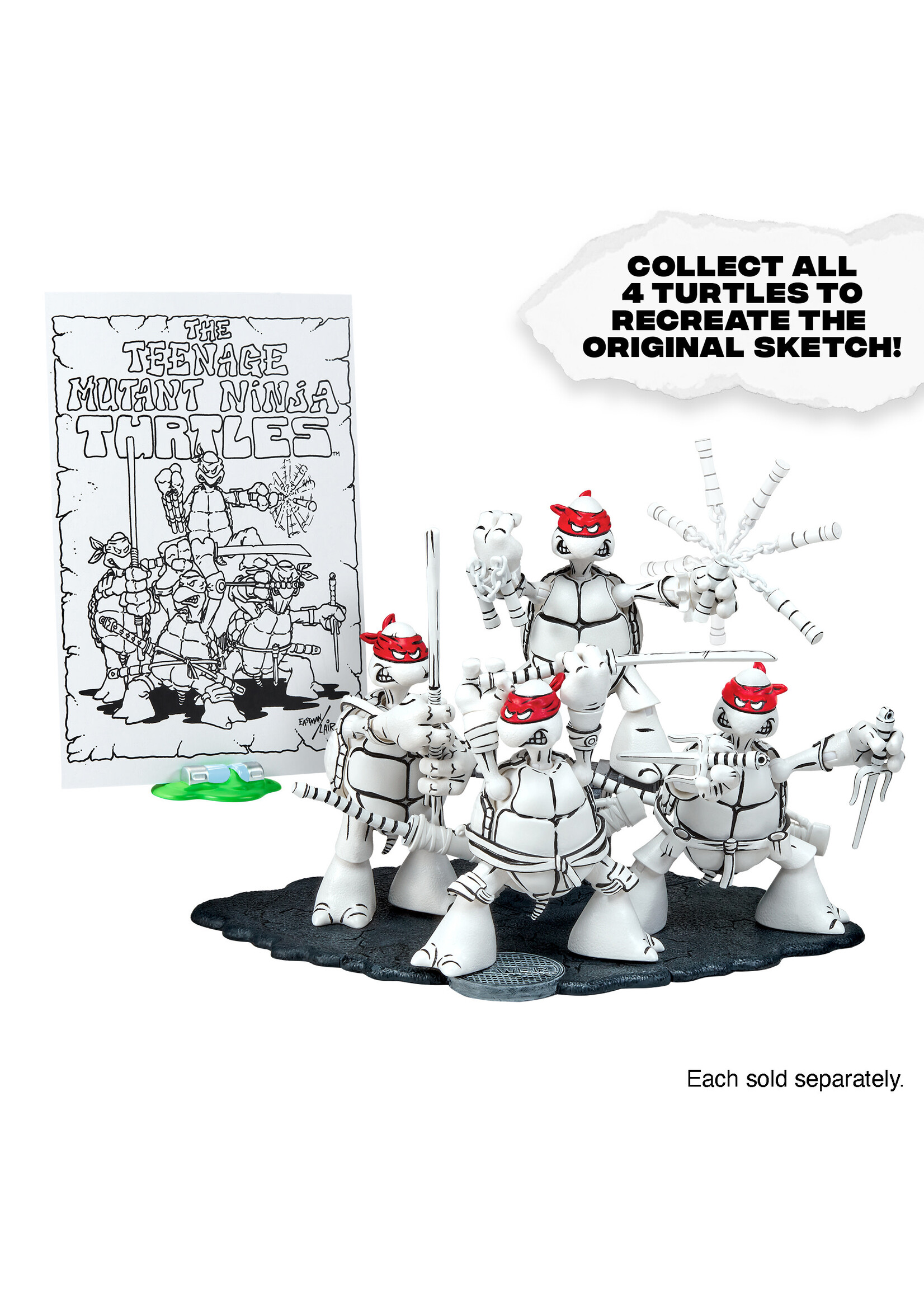 TMNT BLACK & WHITE ORIGINAL SKETCH MICHELANGELO PX AF