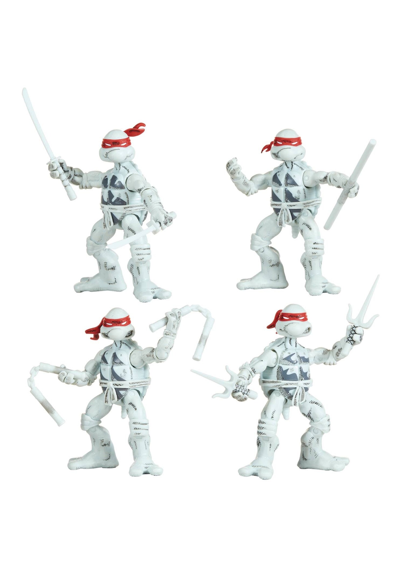 TMNT CLASSIC COMIC BOOK SERIES TURTLES B&W AF 4PC SET