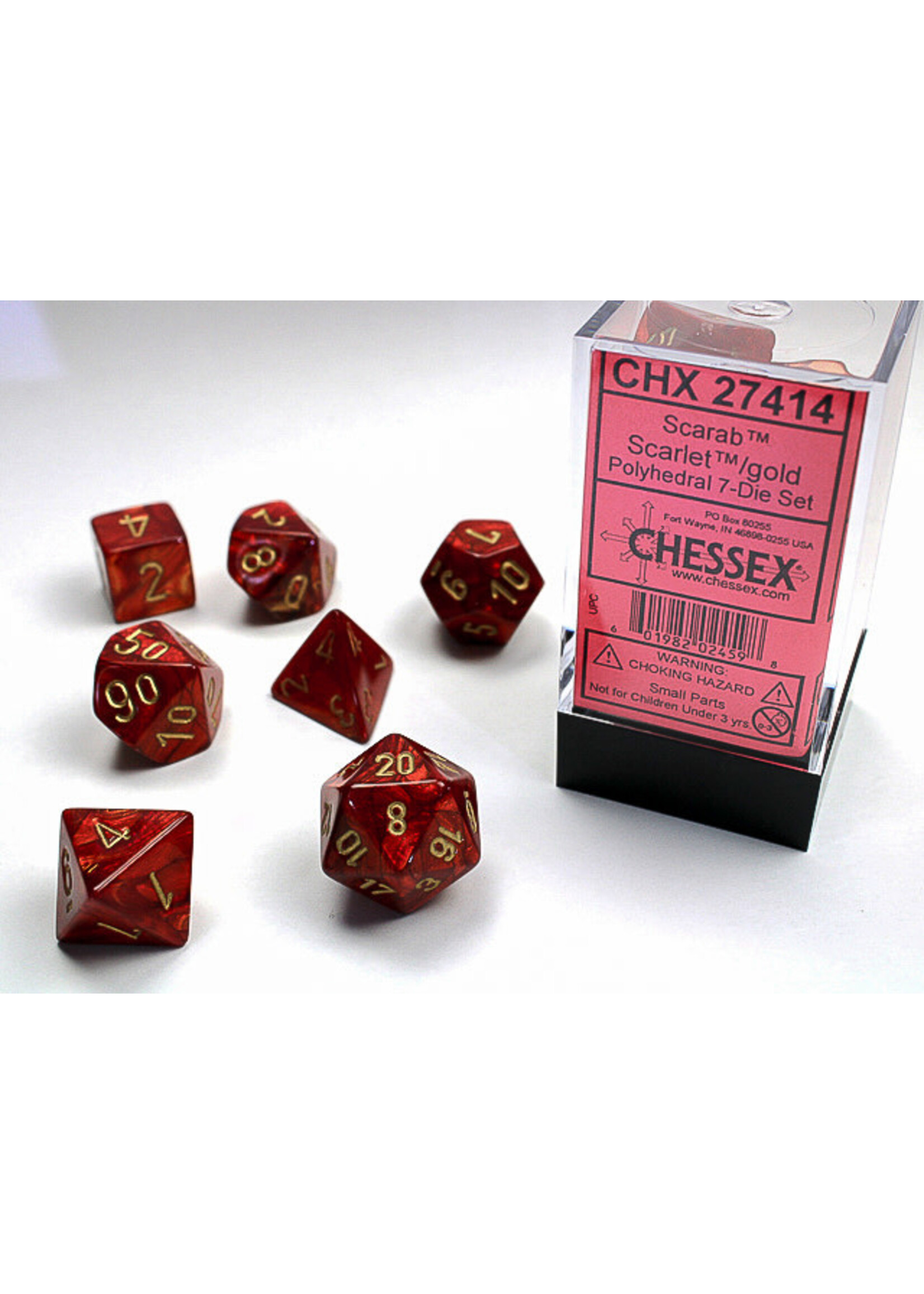 . SCARAB 7-DIE SET SCARLET/GOLD