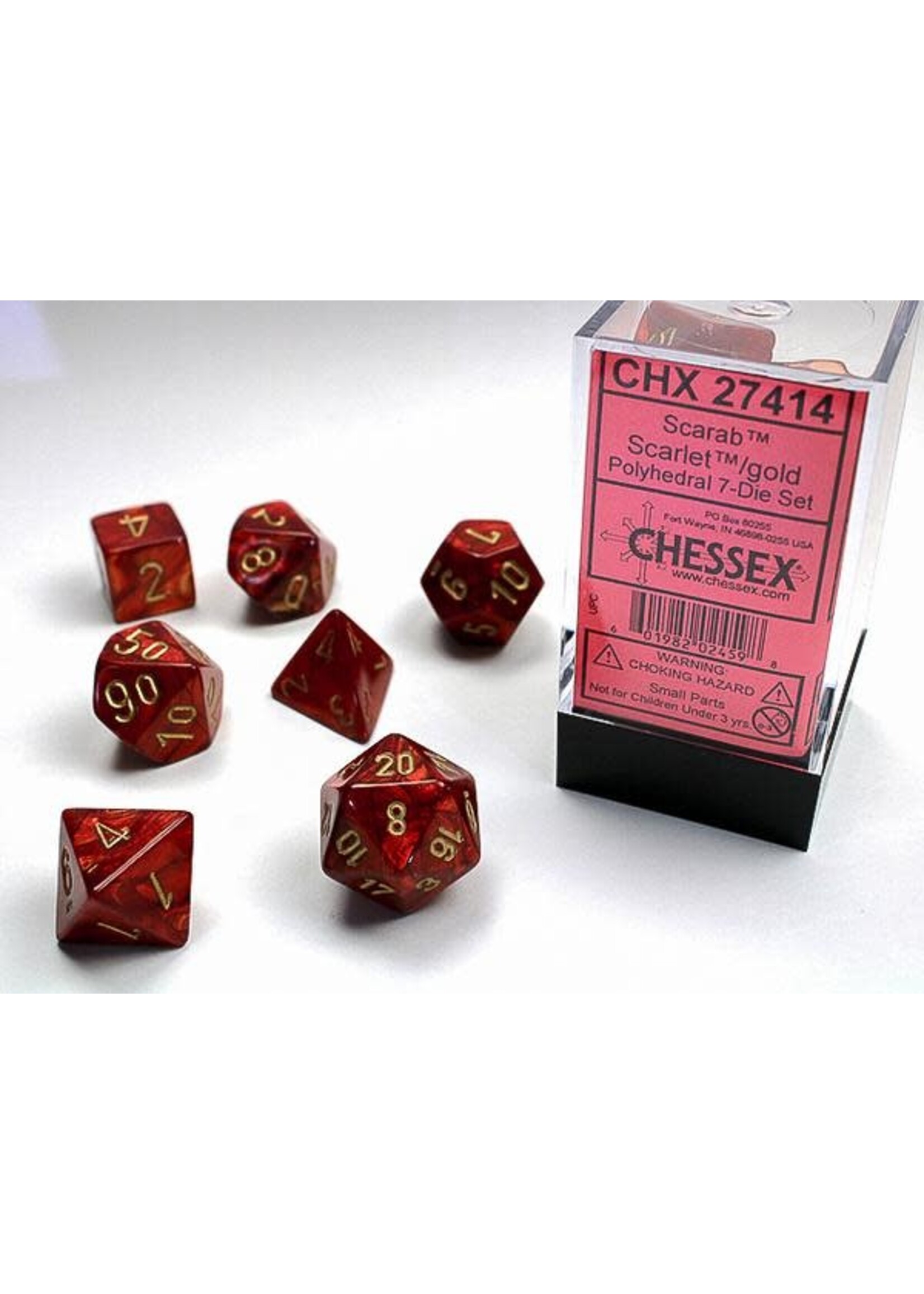 . SCARAB 7-DIE SET SCARLET/GOLD