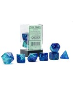 CHESSEX GEMINI 7-DIE SET POLYHEDRAL BLUE/LIGHT BLUE LUMINARY