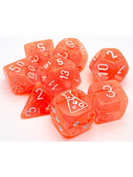 LAB DICE TRANSLUCENT 7-DIE SET NEON ORANGE/WHITE