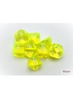 LAB DICE TRANSLUCENT 7-DIE SET NEON YELLOW/WHITE
