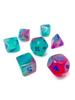 CHESSEX GEMINI 7-DIE SET POLYHEDRAL GEL GREEN-PINK/BLUE LUMINARY